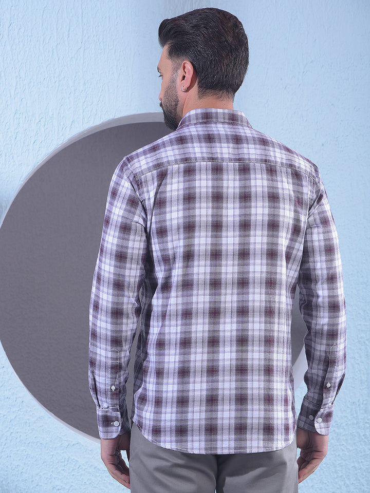 Brown Checked 100% Cotton Shirt