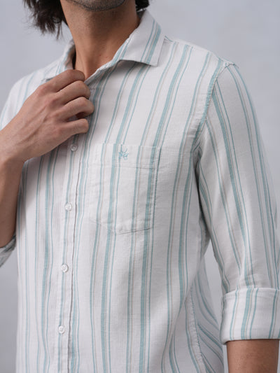 White Vertical Stripes 100% Cotton Shirt