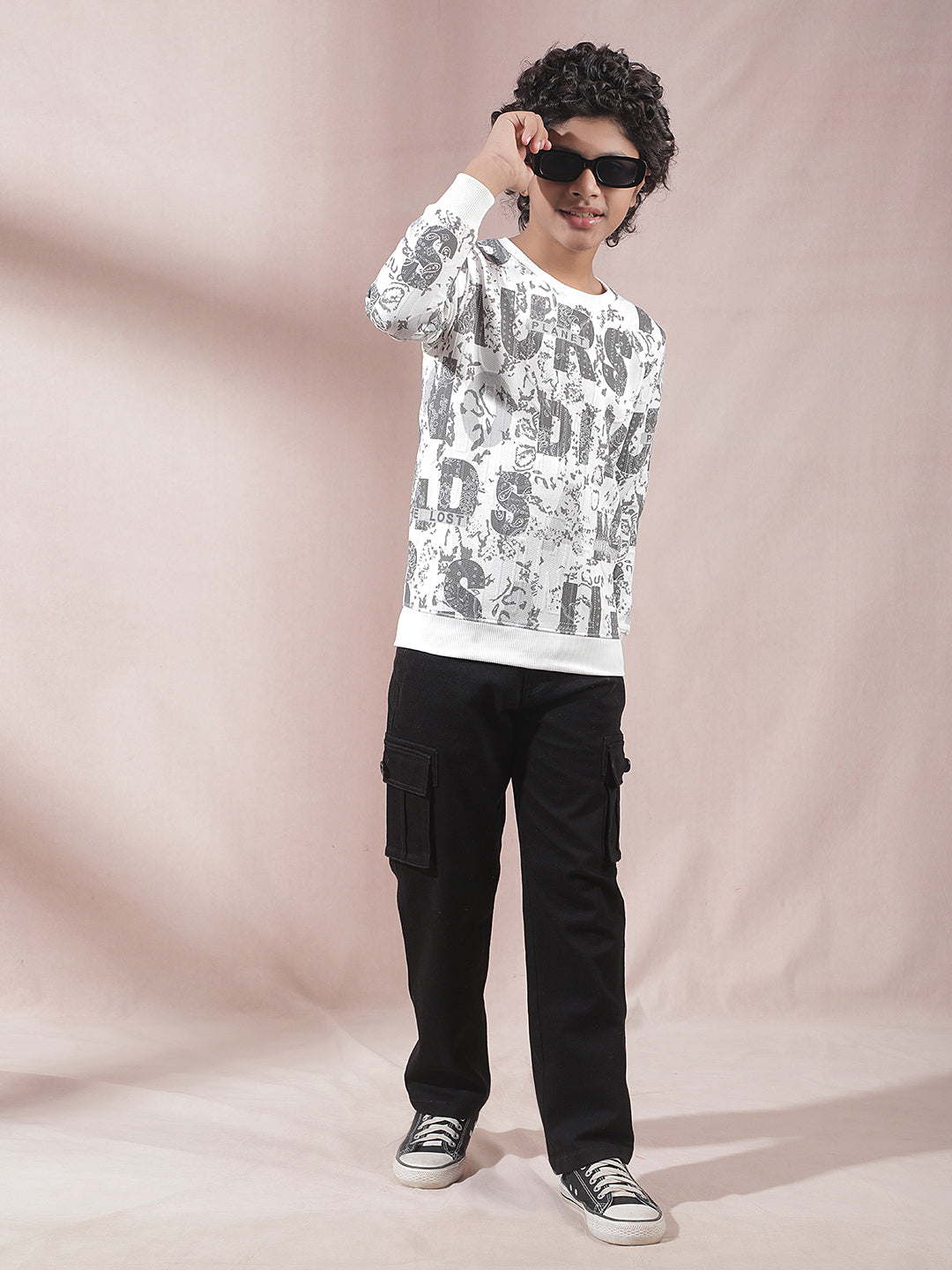 Cream Typographic Print Sweatshirt