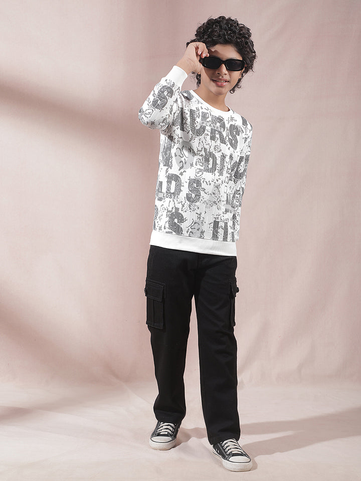 Cream Typographic Print Sweatshirt