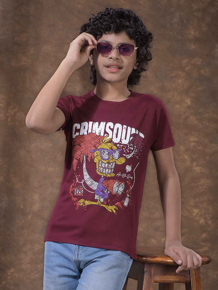 Maroon Graphic Print T-Shirt