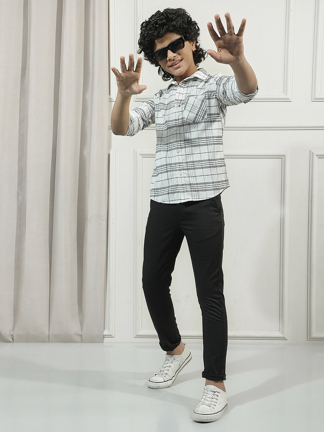White Checked Corduroy Shirt
