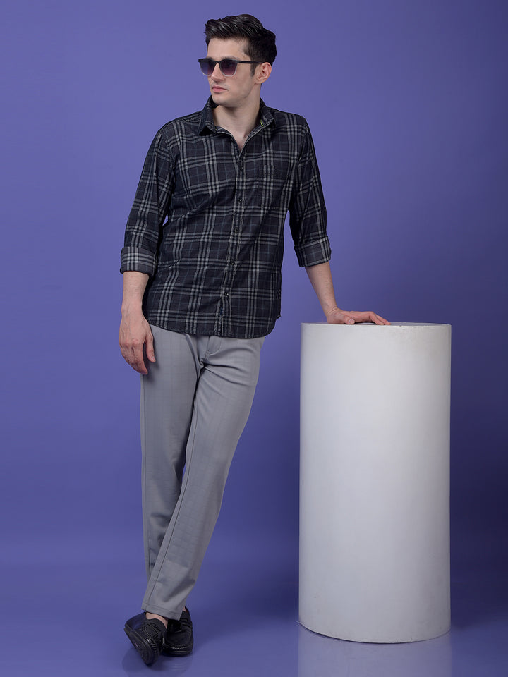Streamlined Grey Checked Trousers