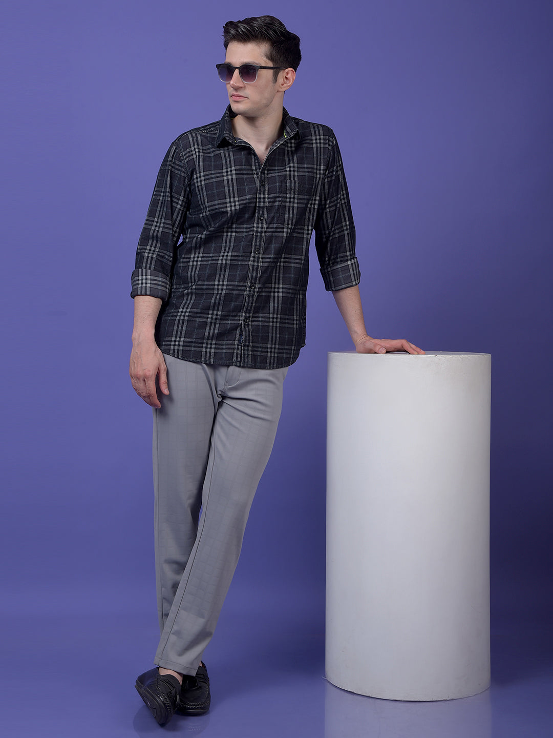 Streamlined Grey Checked Trousers