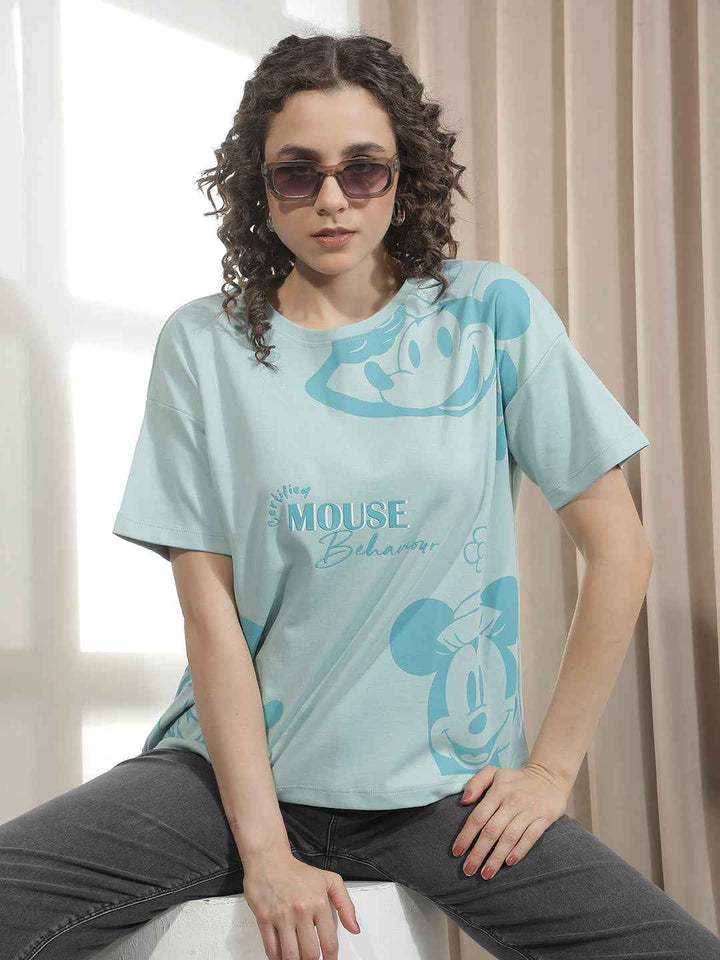 Blue Graphic Printed Oversize T-Shirt