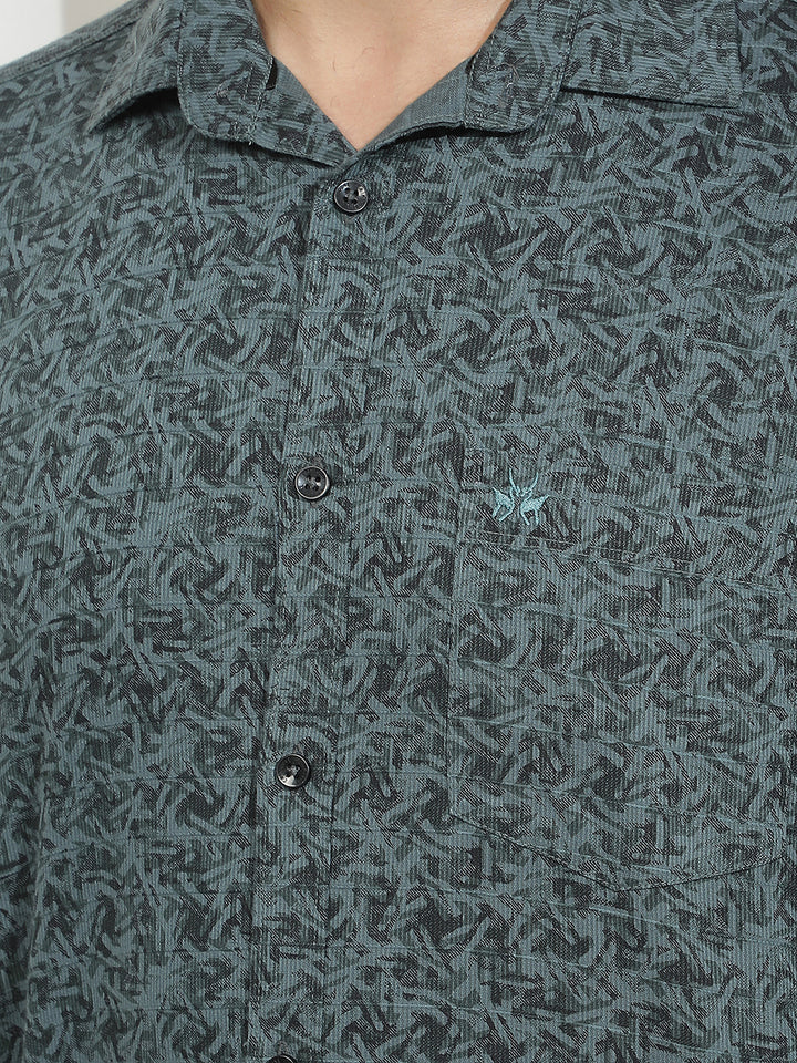 Green Abstract Print Shirt