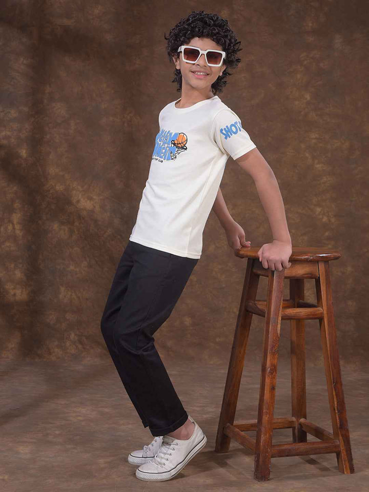 Cream Graphic Print T-Shirt