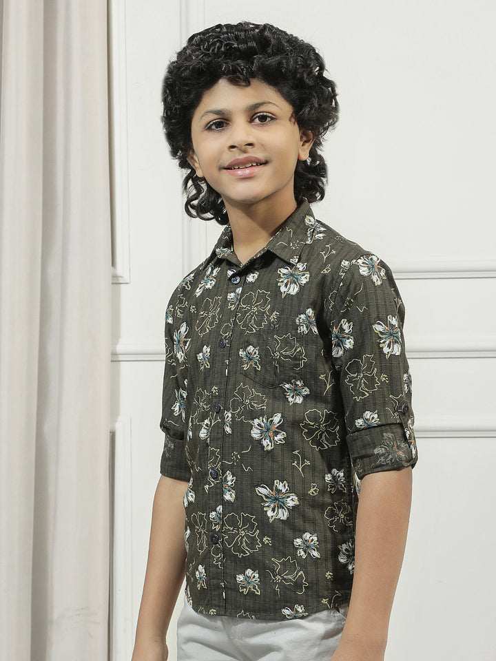 Green Floral Print Shirt