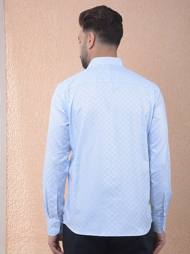 Blue Printed 100% Cotton Shirt