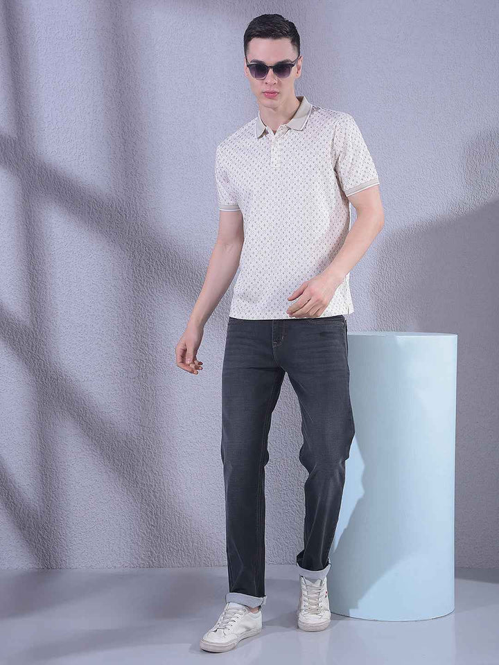 Beige Printed T-Shirt