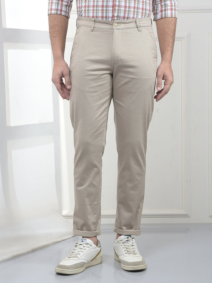 Beige Jacquard Trousers