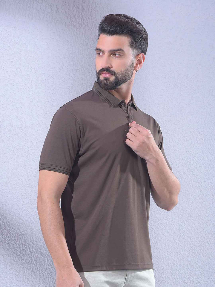 Brown Polo Neck T-Shirt