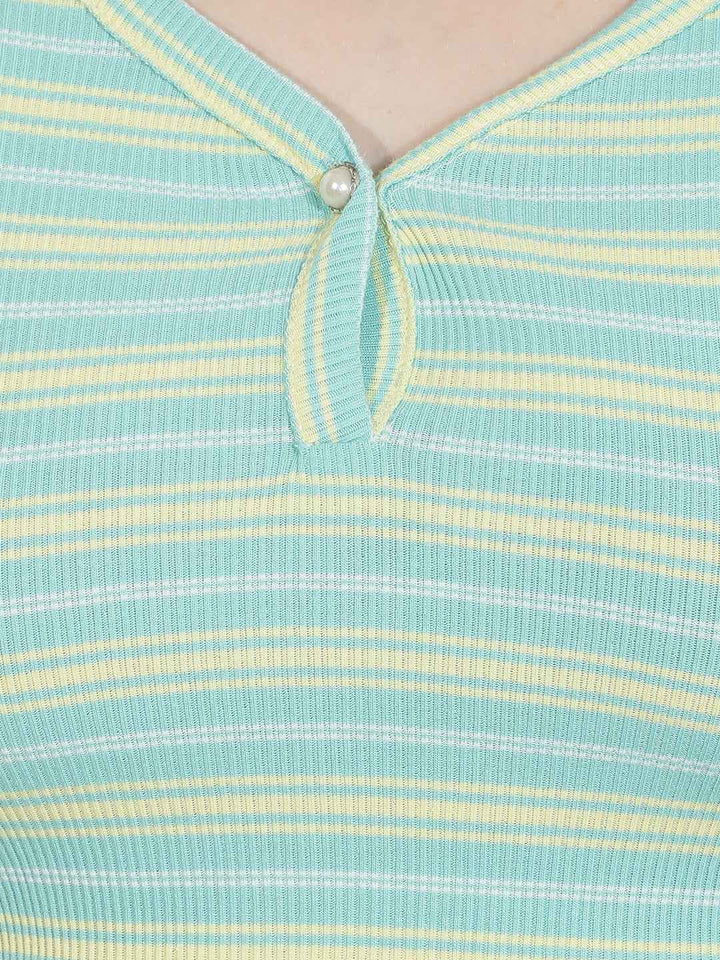 Green Horizontal Striped T-Shirt