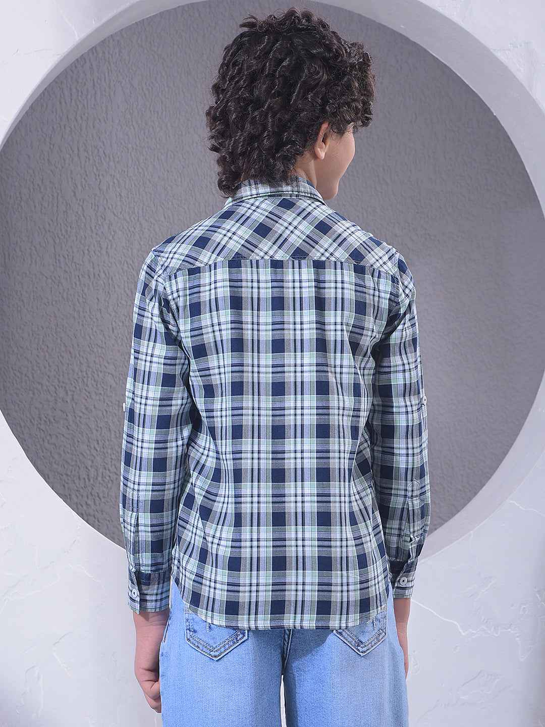 Blue Checked 100% Cotton Shirt