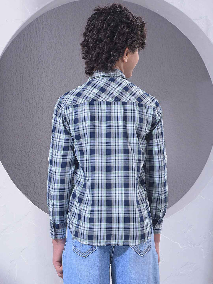Blue Checked 100% Cotton Shirt