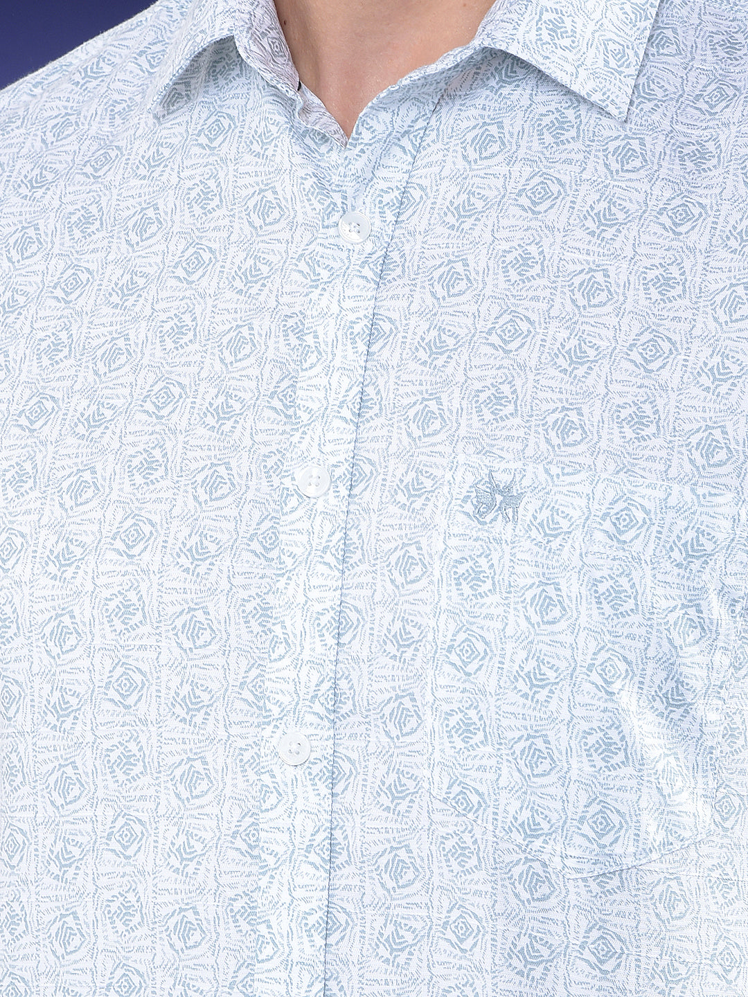 Blue Light Pattern 100% Cotton Shirt