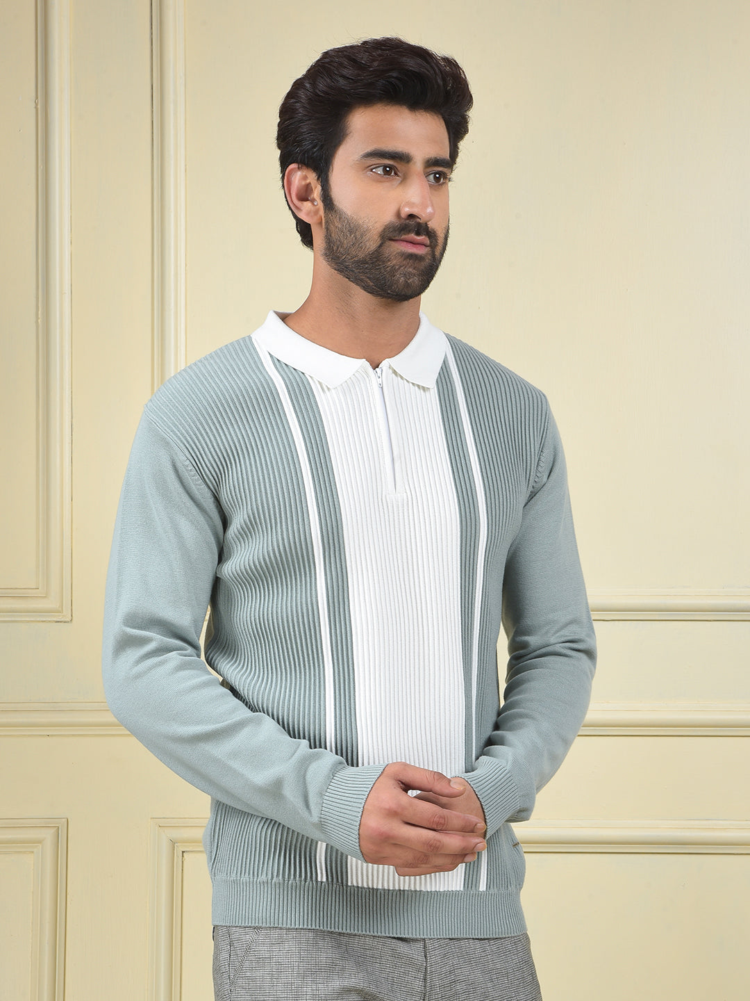 Green Vertical Stripes 100% Cotton T-Shirt