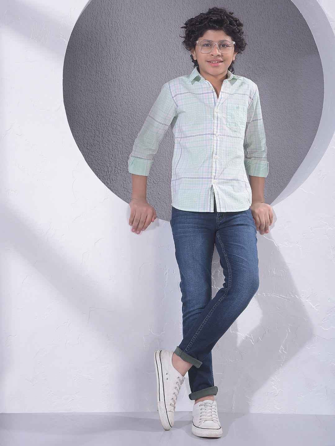 Green Checked 100% Cotton Shirt