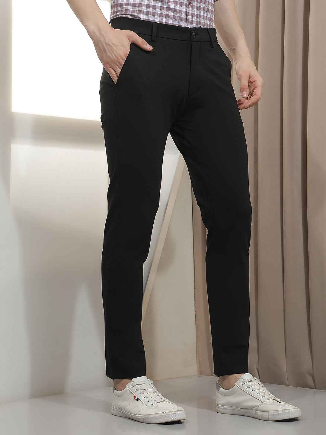 Polished Black Knit Trousers