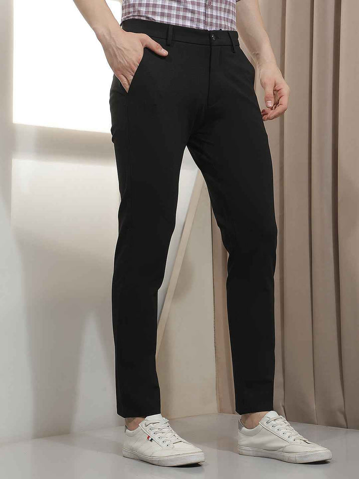 Polished Black Knit Trousers
