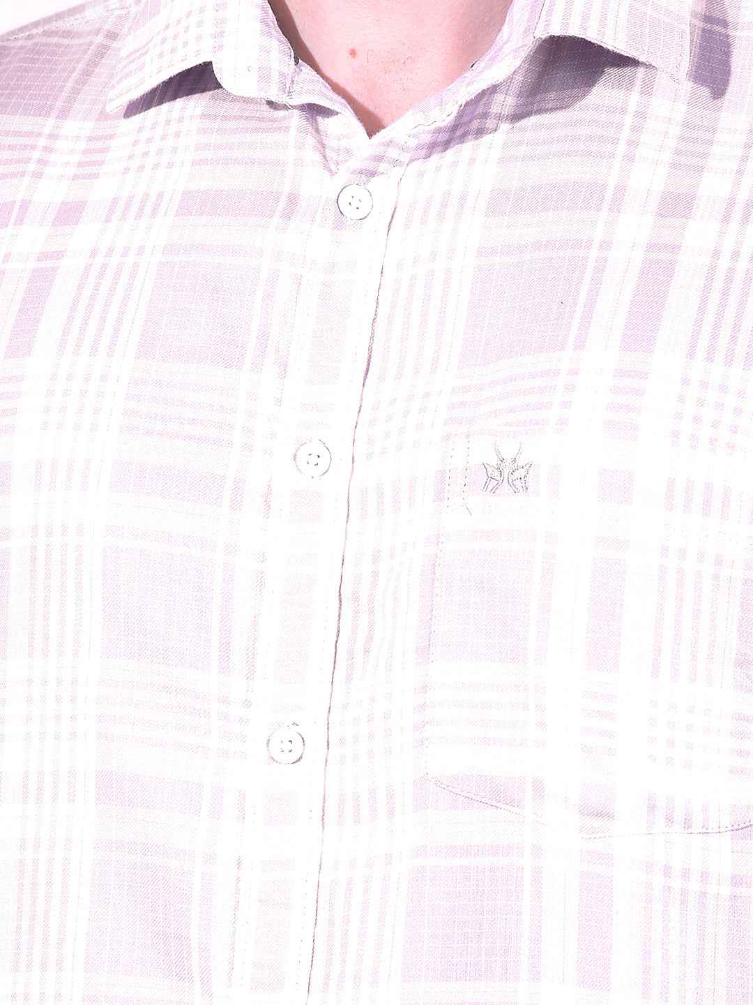 Beige 100% Cotton Checked Shirt