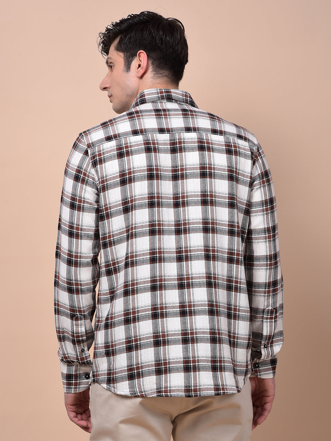 Brown Checked 100% Cotton Shirt