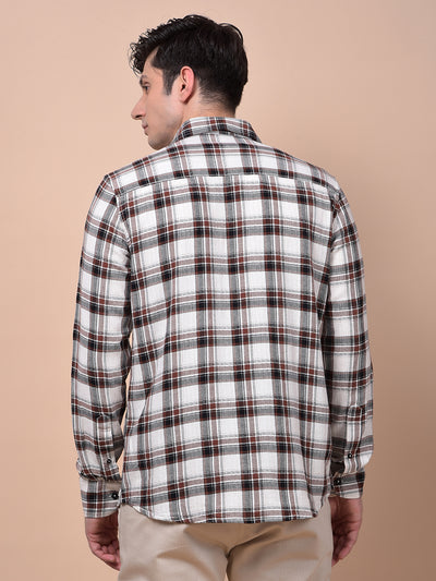 Brown Checked 100% Cotton Shirt
