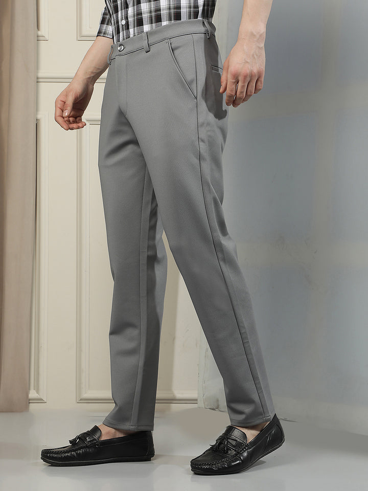 Grey Modern Wear Knitted Trousers