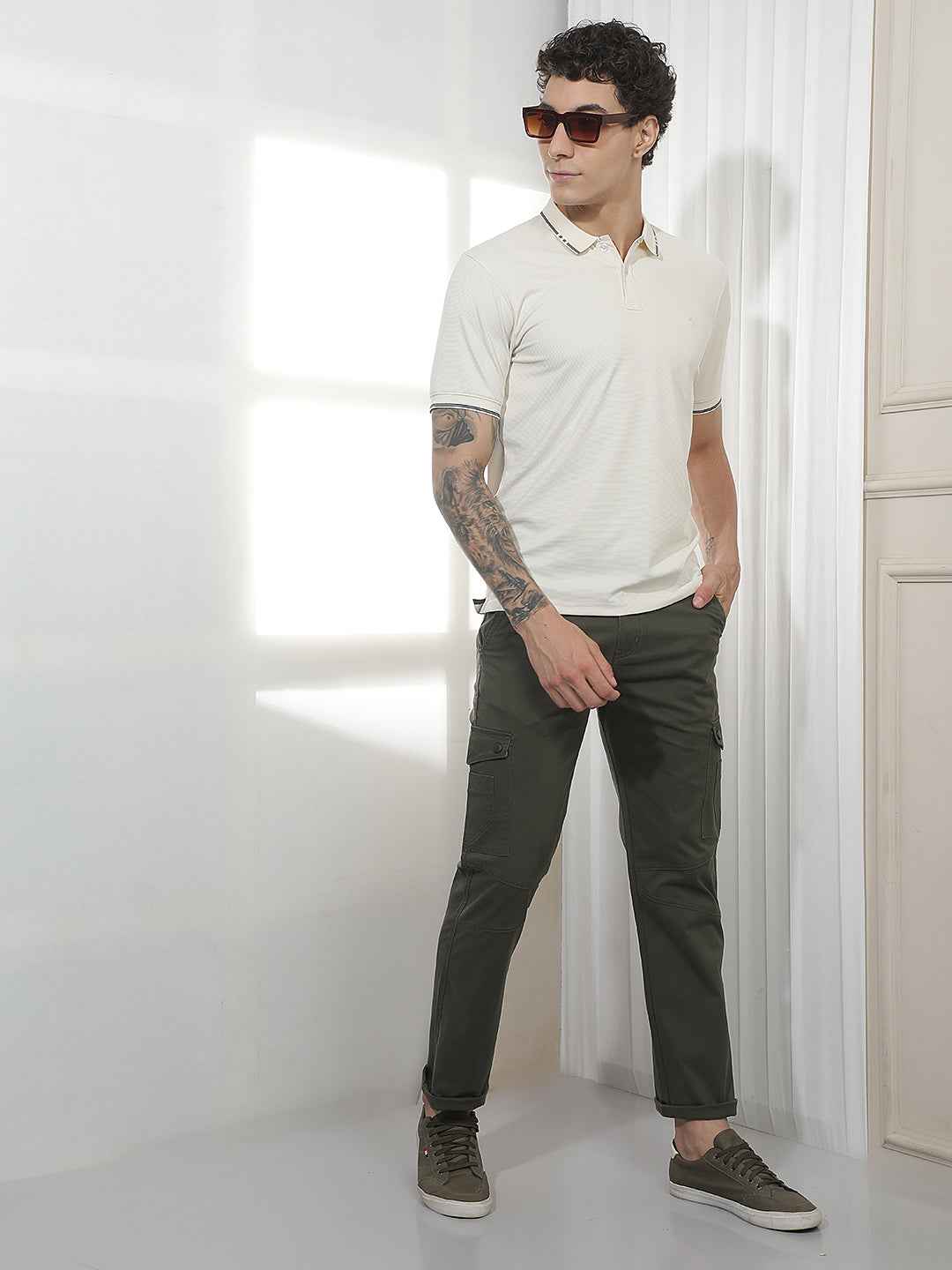 Cream Casual Polo T-Shirt