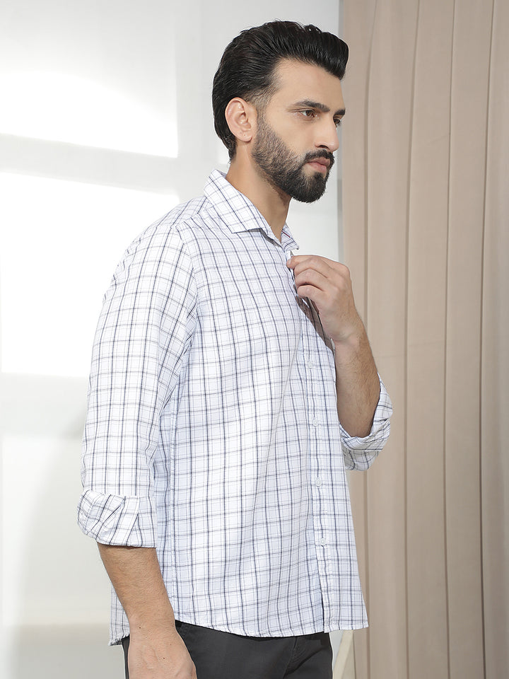 Chic Arctic White Checked Shirt