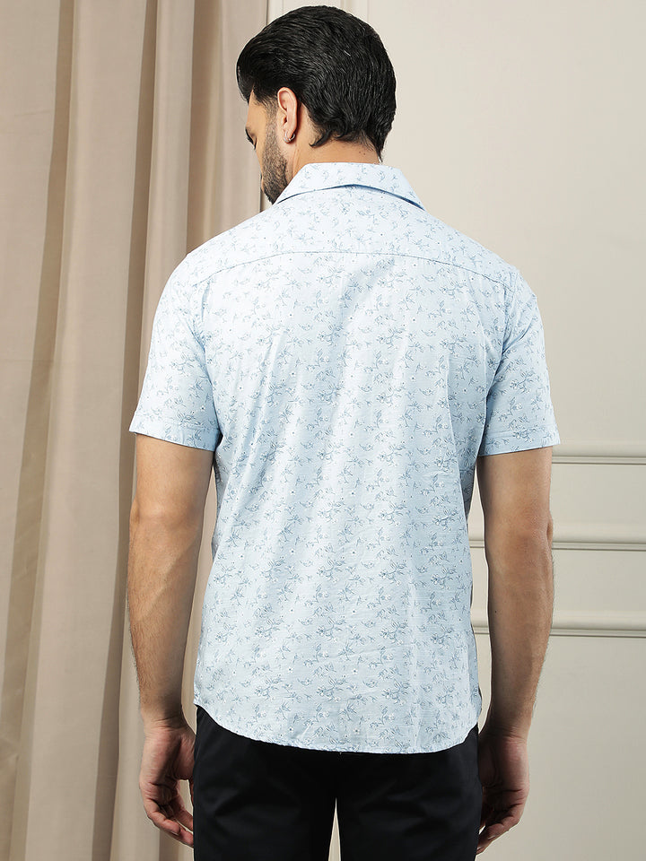 Blue Floral Print Shirt