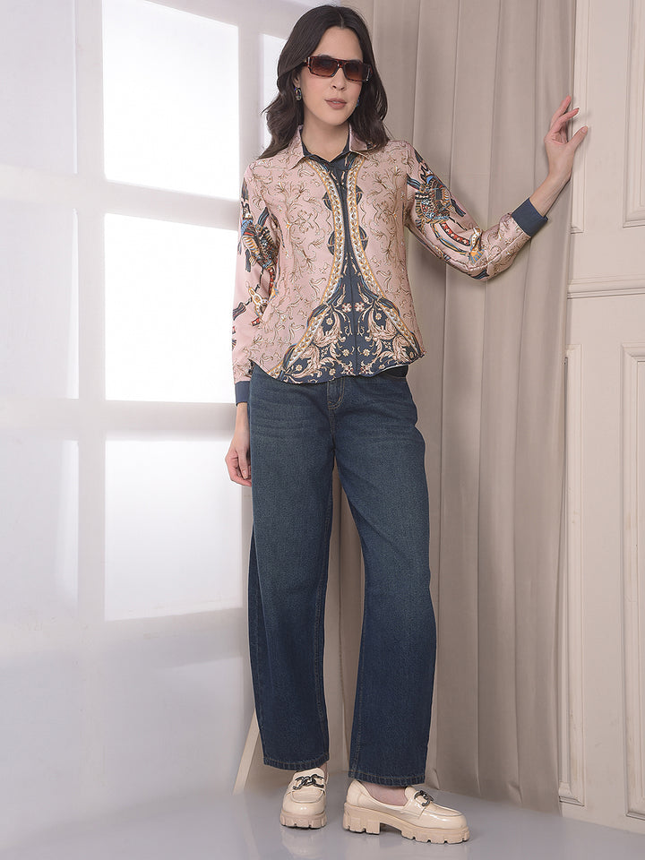 Multi-Color Botanical Print Shirt