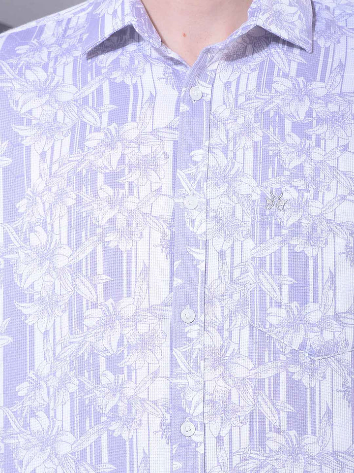 Purple Floral Print 100% Cotton Shirt