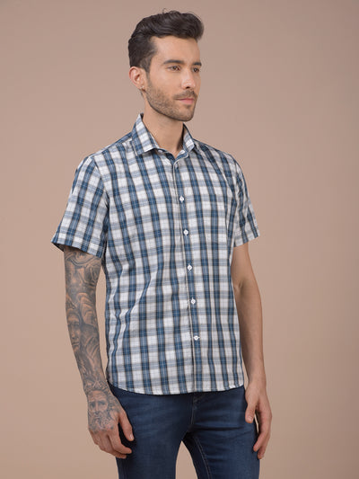 Blue Checked 100% Cotton Shirt