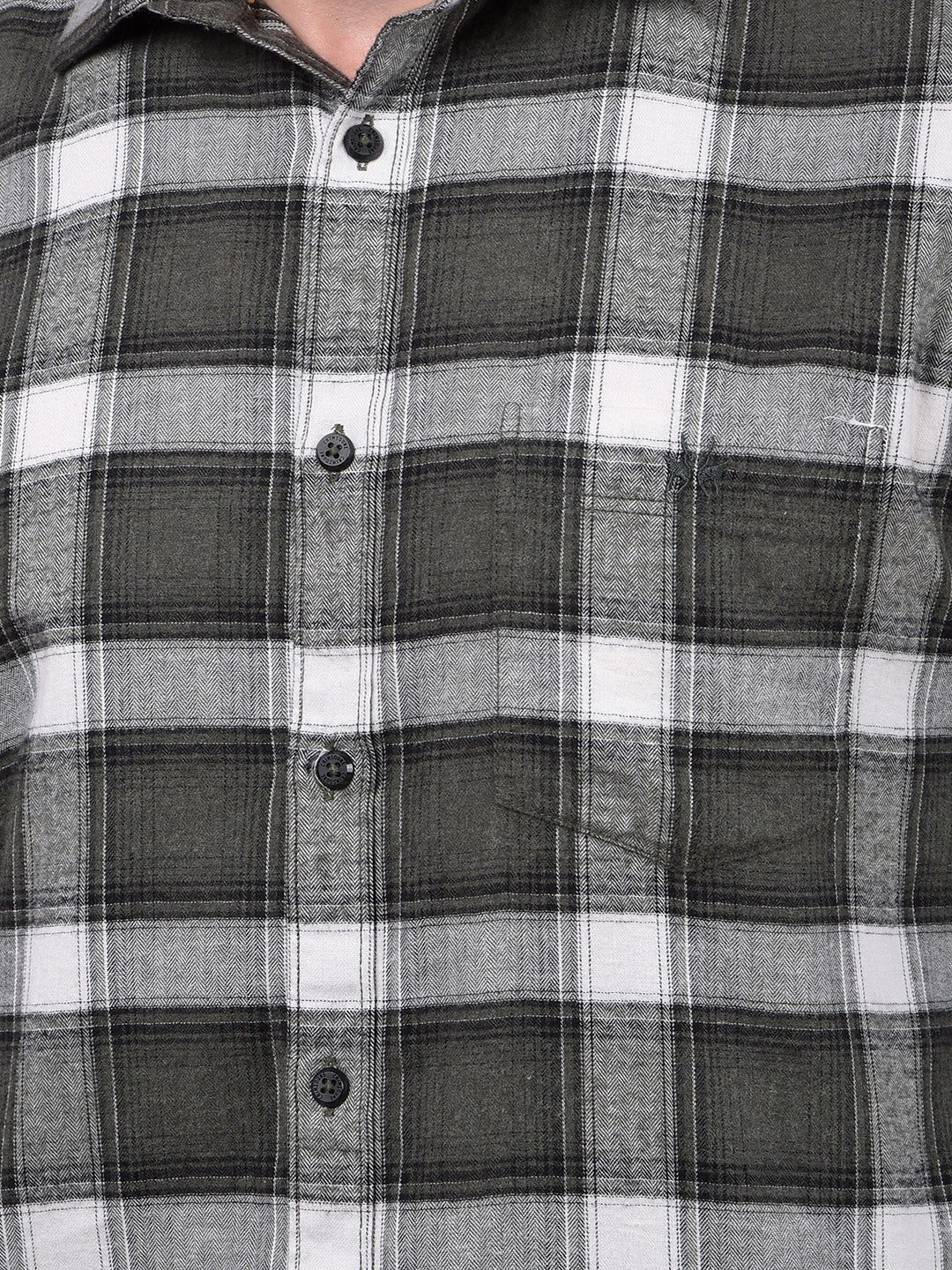 Olive Checked 100% Cotton Shirt