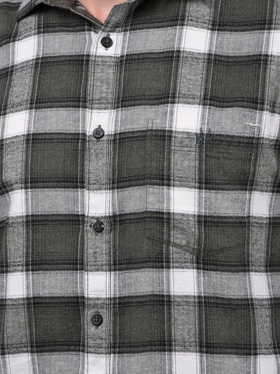 Olive Checked 100% Cotton Shirt