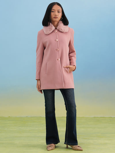 Dusty Pink Classic Woolen Coat