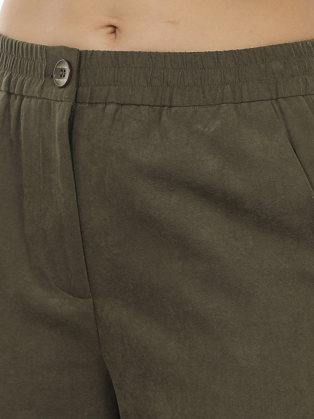 Olive Wide Leg Casual Trousers