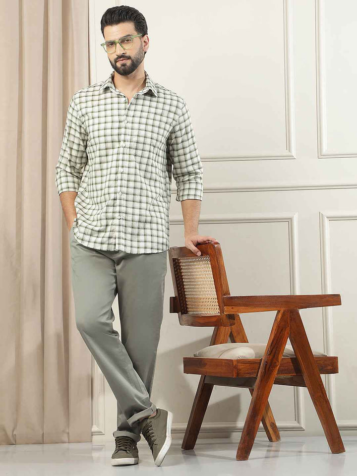 Sage Green Printed Trousers