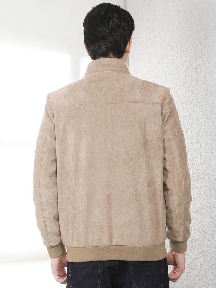 Structured Safari Tan Bomber Jacket