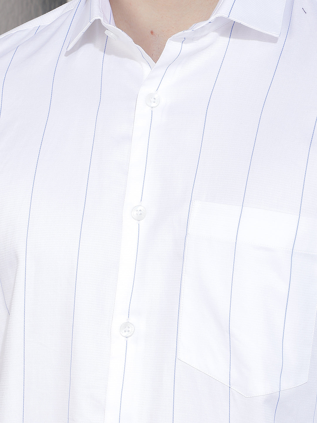 White Vertical Stripes 100% Cotton Shirt