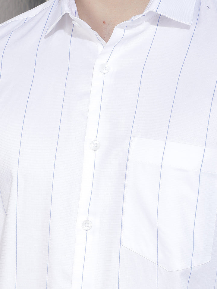 White Vertical Stripes 100% Cotton Shirt
