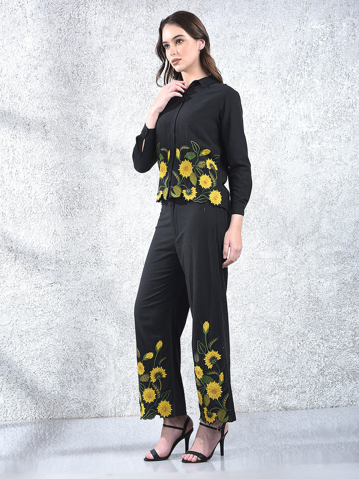 Black Embroidered Co-Ord Set