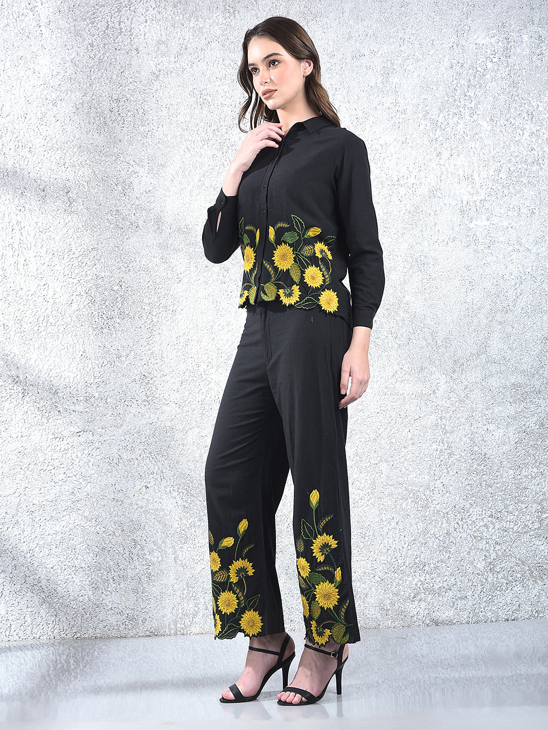 Black Embroidered Co-Ord Set