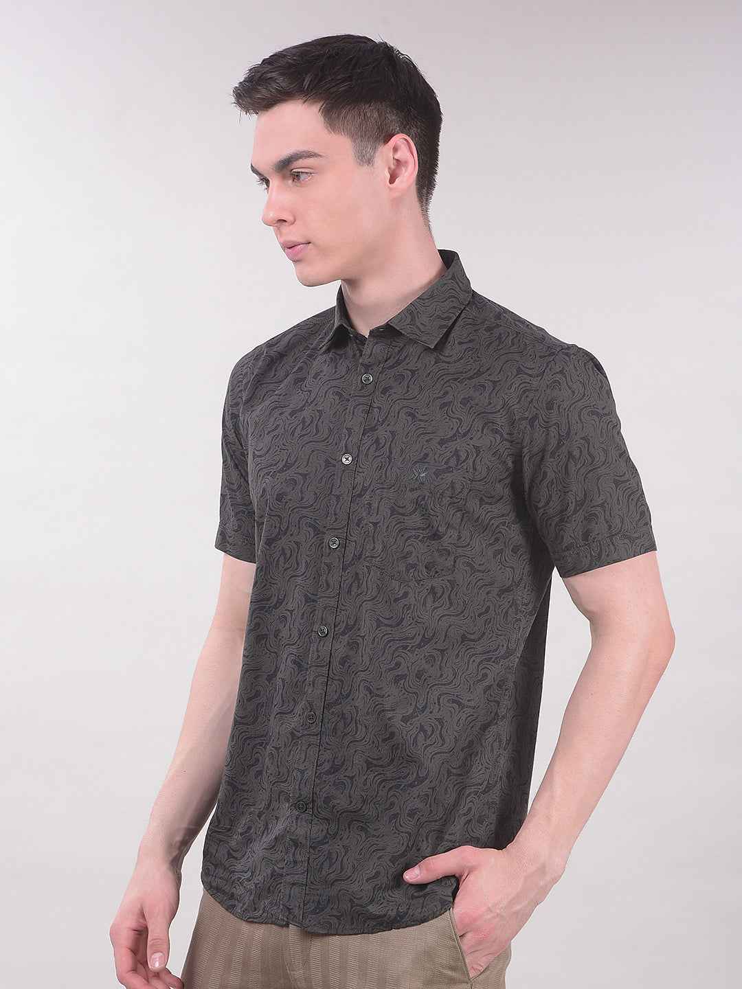 Green Abstract Print Shirt
