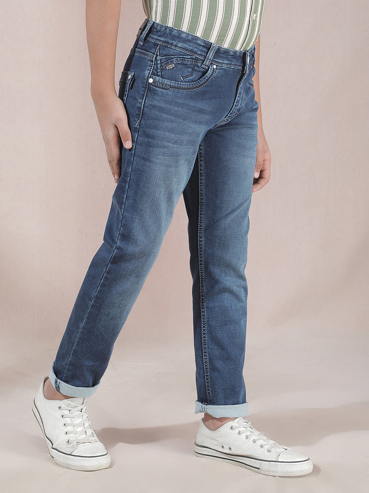 Trendy Slim Fit Navy Blue Jeans
