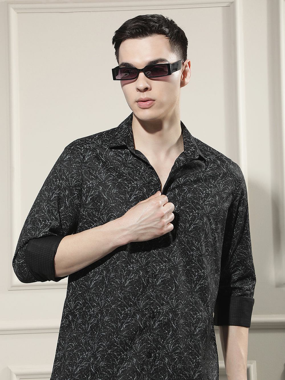 Olive Floral Print Shirt