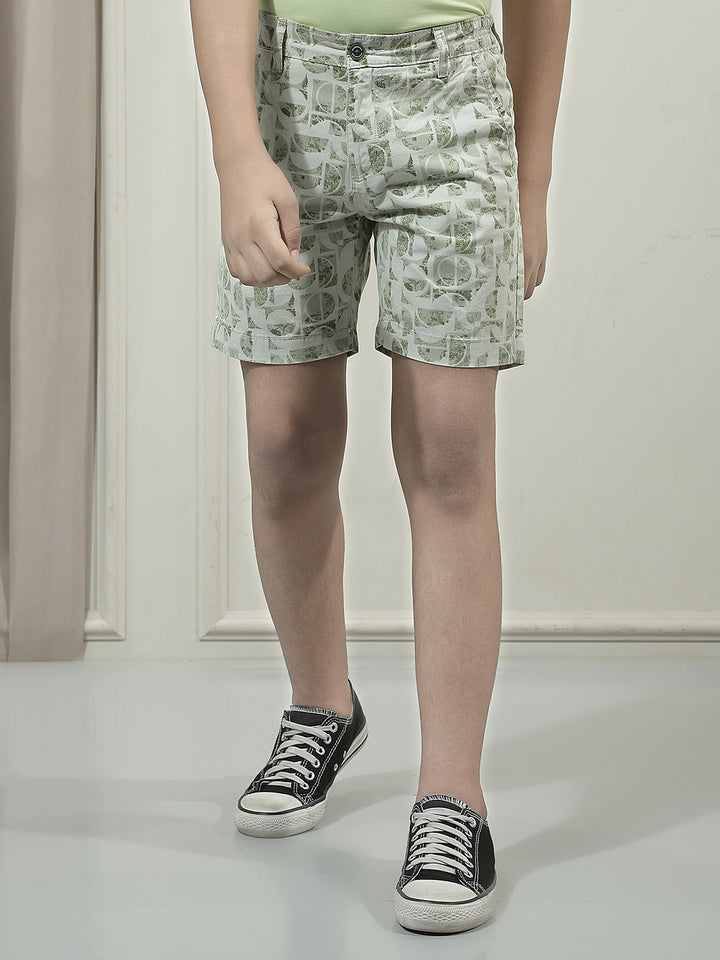 Green 100% Cotton Graphic Printed Shorts