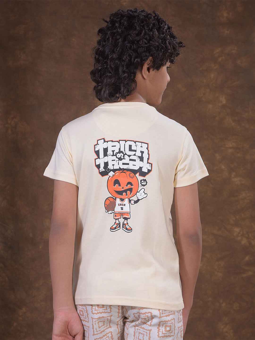 Cream Graphic Print T-Shirt