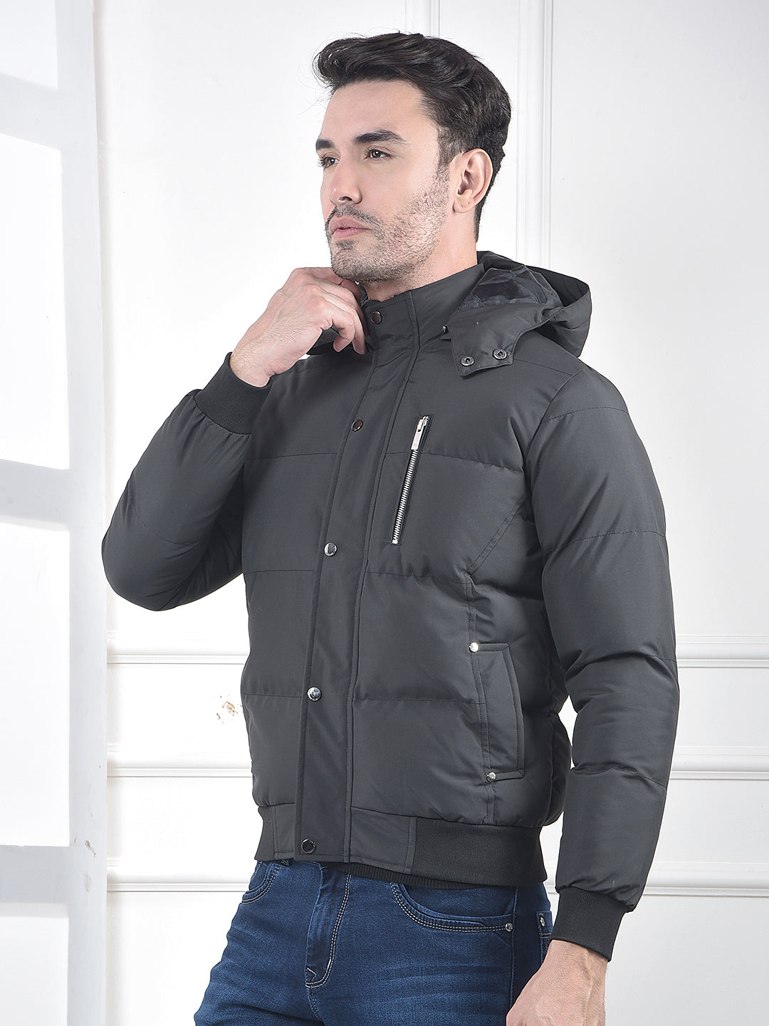 Black Hooded Padded Jacket